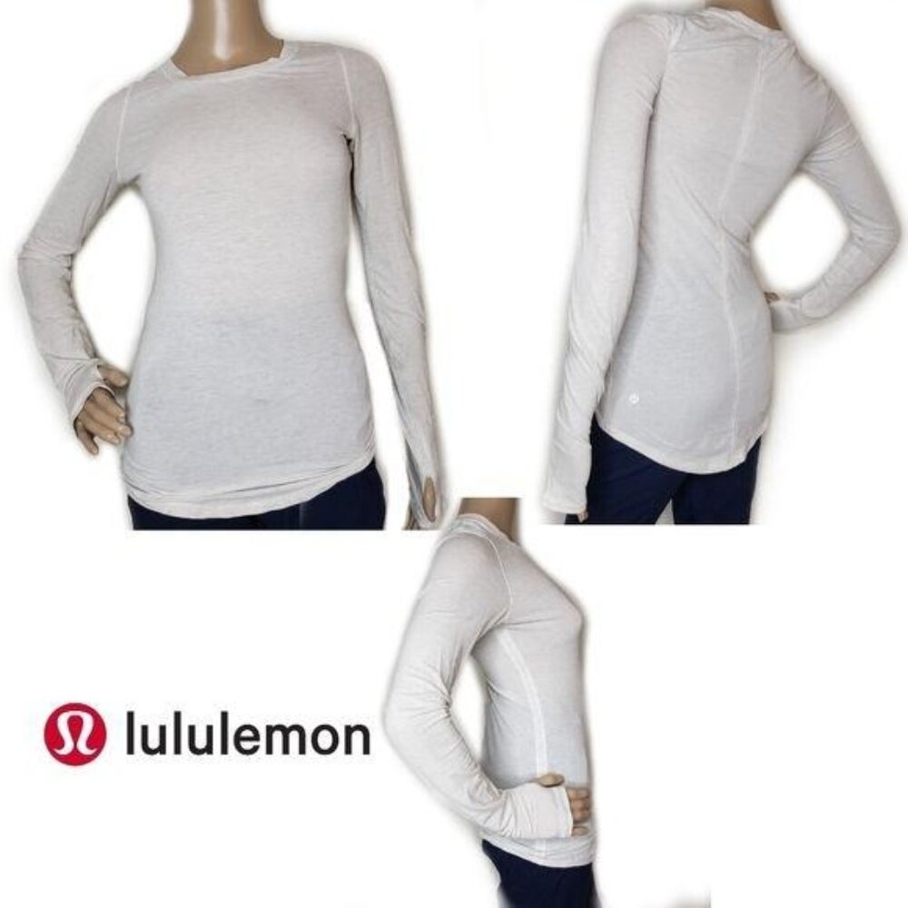 Lululemon Womens Long Sleeve White Crew Neck Top Size S